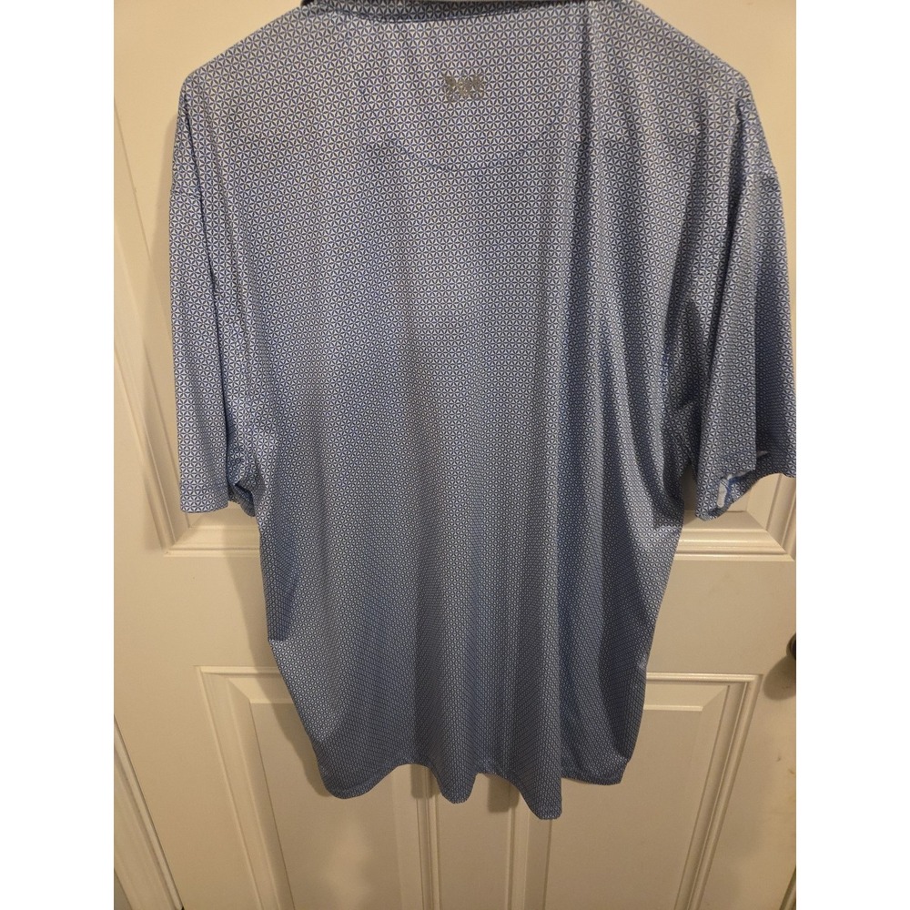 Hickey Freeman Golf Mens XL Polo Shirt Blue White Martini‎ Wine Cocktail Stretch - Picture 6 of 8